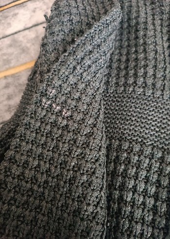 Gri Örgü Kız Hırka Nakışlı - Görsel 4