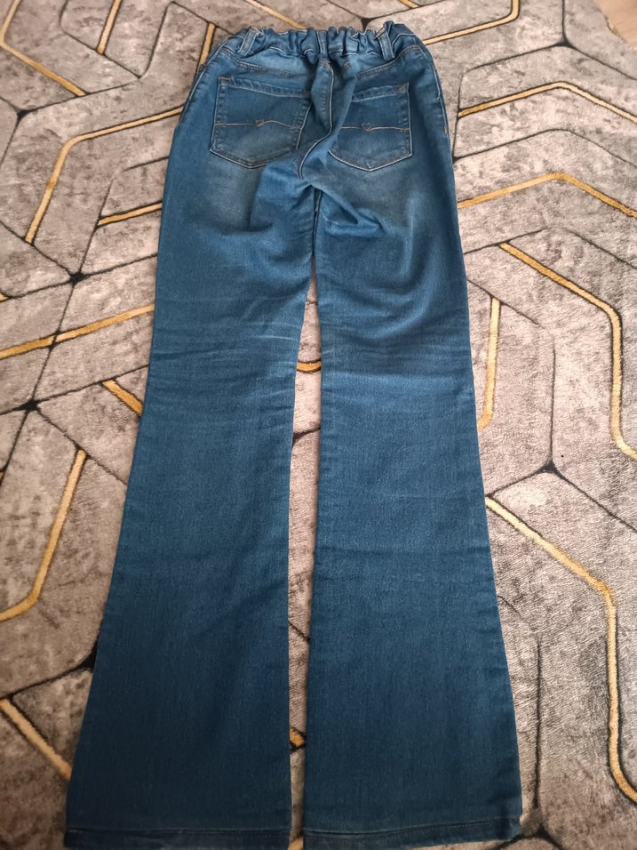 Kız Çocuk için Mavi Denim Midi Boy Kot Pantolon - Görsel 2