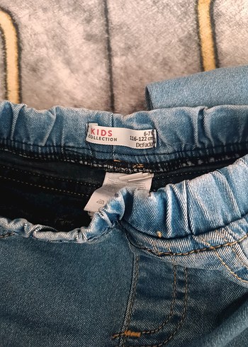 Beli lastikli Mavi Kız Çocuk Kot Pantolon - Görsel 3