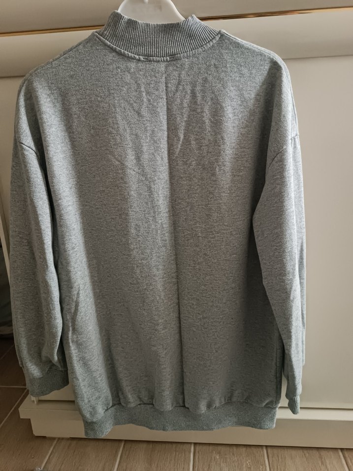 Gri Uzun Kollu Kadın Sweatshirt - Görsel 2