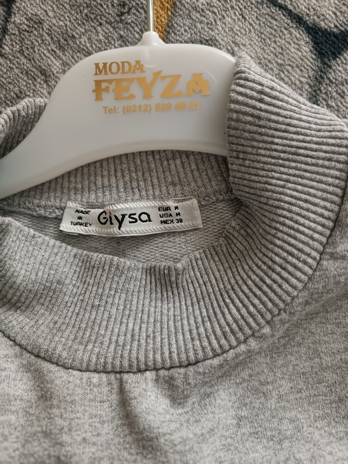 Gri Uzun Kollu Kadın Sweatshirt - Görsel 3