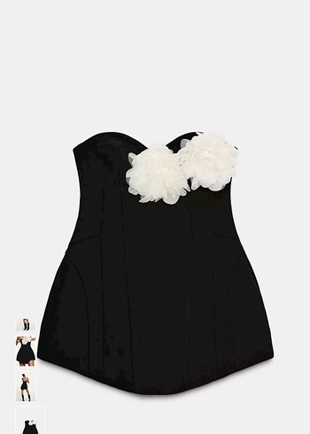 Siyah Straplez Mini Elbise - Görsel 3