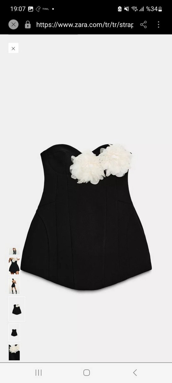 Siyah Straplez Mini Elbise - Görsel 3