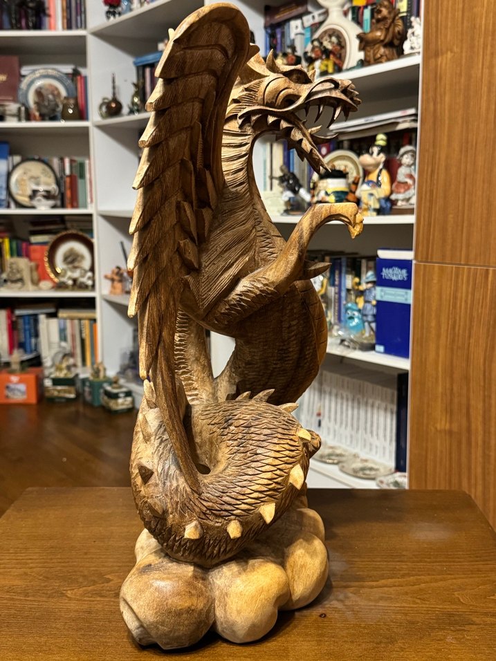 ÖZEL Avrupa El Oyma Ahşap Ejderha Heykeli - Görsel 4