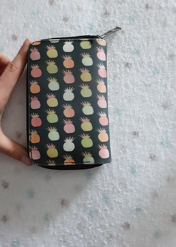Renkli Ananas Desenli Fermuarlı Kadın Cüzdanı - Görsel 2