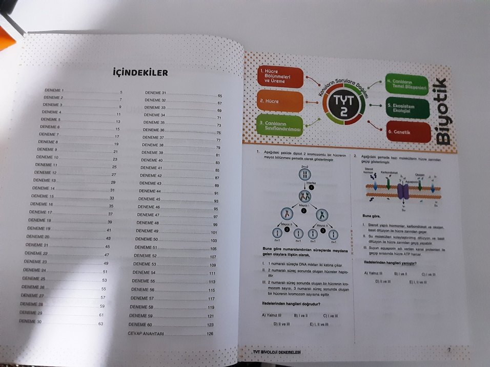 TYT Biyoloji  Branş Denemeleri 60x6 Video Çözümlü biyotik yayın - Görsel 2