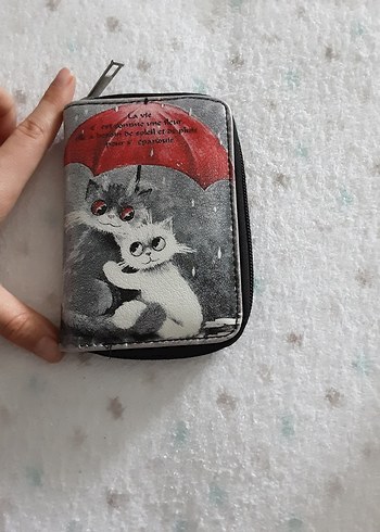 Gri Baskılı Fermuarlı Kadın Cüzdanı - Görsel 2