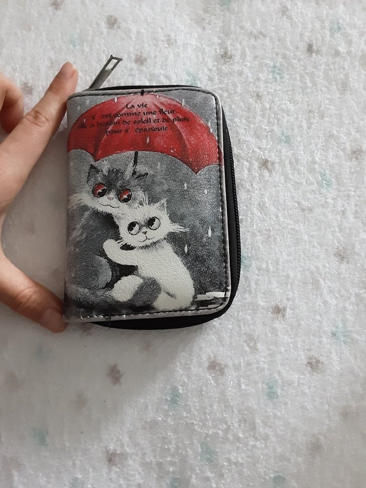 Gri Baskılı Fermuarlı Kadın Cüzdanı - Görsel 2