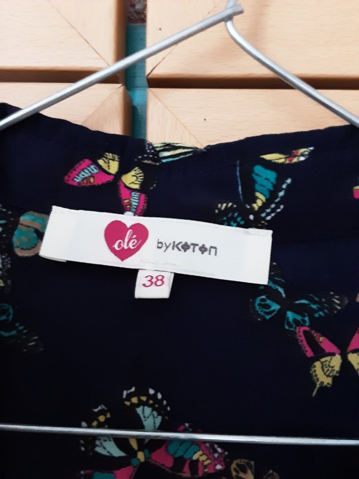 Kelebek Desenli Lacivert Gömlek Koton - Görsel 2