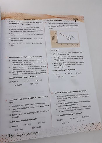 9. Sınıf Biyoloji Soru Bankası Video Çözümlü biyotik yayınları - Görsel 4