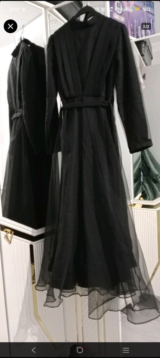 Siyah Kollu Kadın abiye - Görsel 2