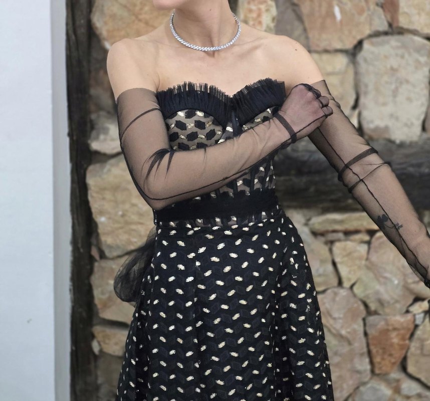 Siyah Straplez Uzun Gotik Abiye Elbise - Görsel 2