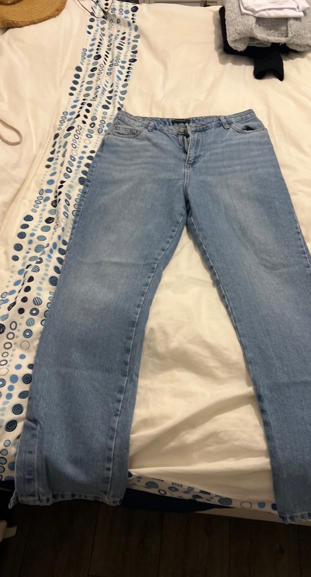 Düğmeli Gri Mavi Midi Kot Pantolon - Görsel 3