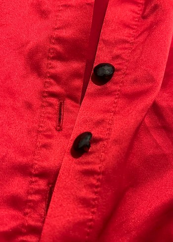 Kırmızı Saten Kadın Gömlek - Görsel 3