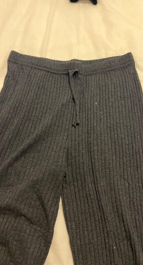 Gri Kadın Keten Pilili Rahat Pantolon - Görsel 2