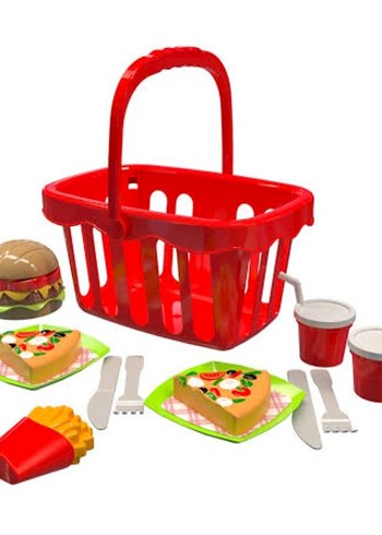 Oyuncak Piknik sepeti Hamburger Pizza Set - Görsel 3