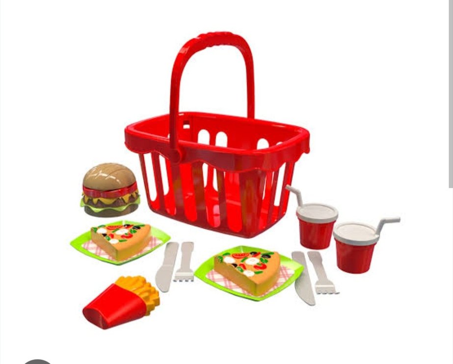 Oyuncak Piknik sepeti Hamburger Pizza Set - Görsel 3