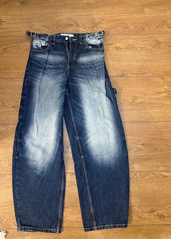 Kadın Gri Mavi Bol Kesim Denim Jean - Görsel 2