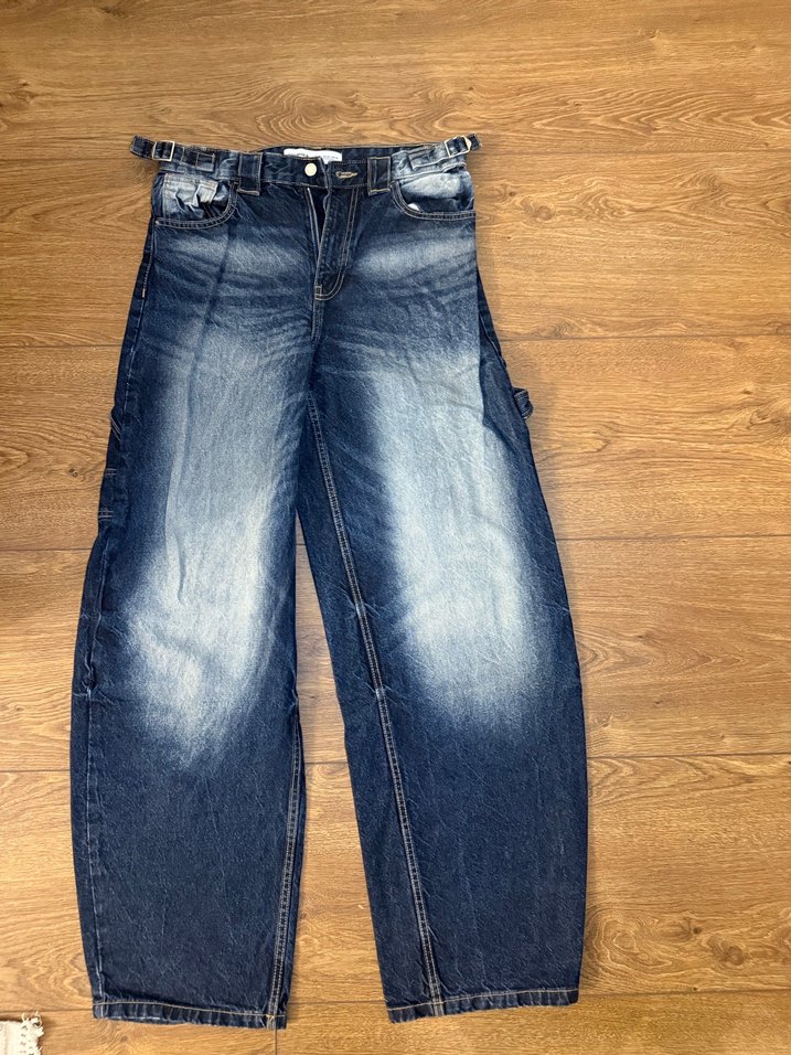 Kadın Gri Mavi Bol Kesim Denim Jean - Görsel 2