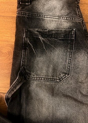 Kemerli Siyah Bol Kesim Midi Kot Pantolon - Görsel 2