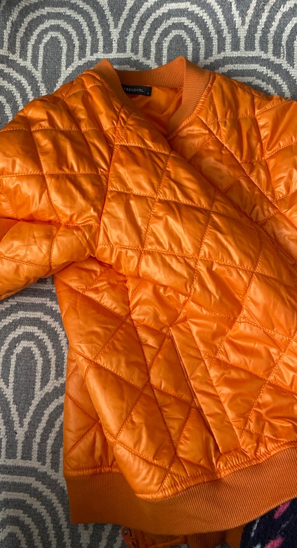 Turuncu Kadın Fermuarlı Mont - Görsel 2