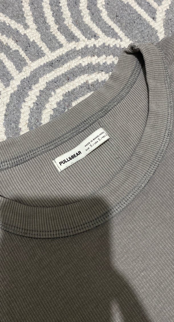 Kadın Gri Kısa Kollu Keten Tişört - Görsel 2