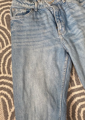 Gri Düğmeli Kadın Denim Pantolon - Görsel 3