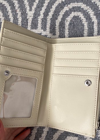 Beyaz Deri Kadın Cüzdanı - Fermuarlı, Yılan Desenli - Görsel 2