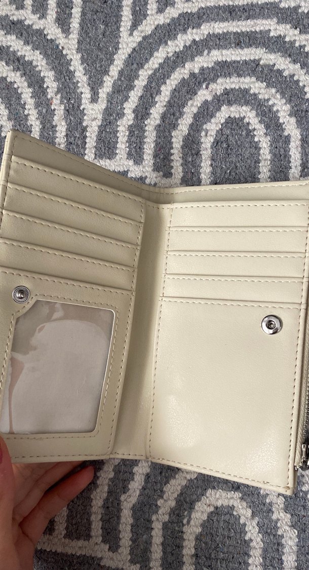 Beyaz Deri Kadın Cüzdanı - Fermuarlı, Yılan Desenli - Görsel 2