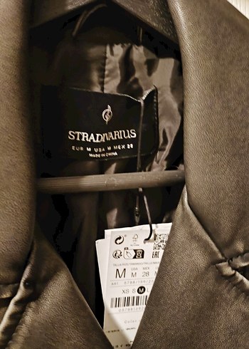 Siyah Deri Biker Ceket, Tokalı, Strappy Kollu - Görsel 2