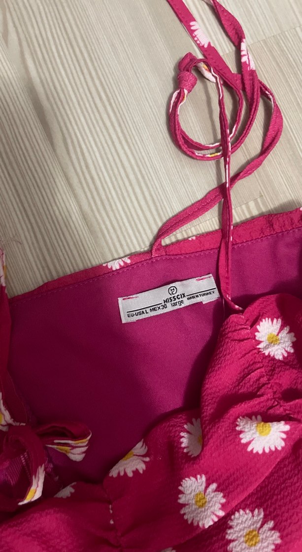 Pembe Askılı Mini Elbise Fırfırlı Detaylı - Görsel 2