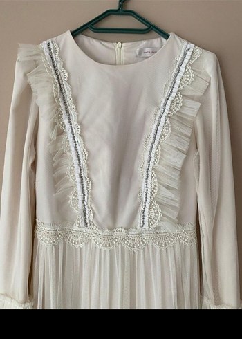 Bohem Beyaz Uzun Kollu Pamuklu Elbise - Görsel 3