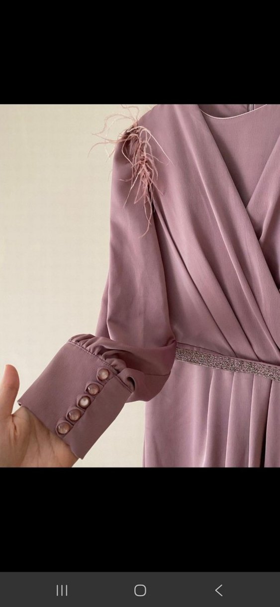 Bej Drapeli Uzun Kadın Abiye Elbise - Görsel 4