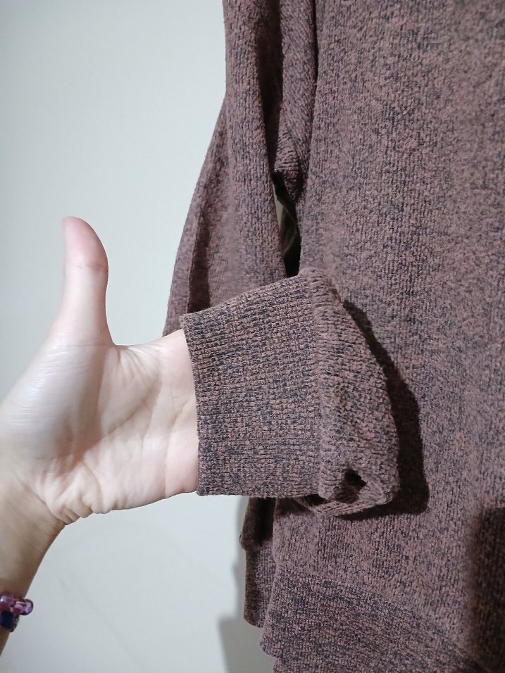 Kadın Kahverengi Örme Bol Kesim Sweatshirt - Görsel 3