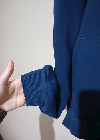 Kadın Mavi Kapüşonlu Sweatshirt - Görsel 3