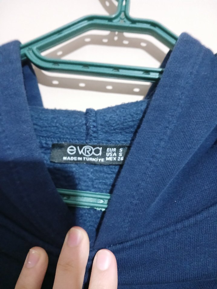 Kadın Mavi Kapüşonlu Sweatshirt - Görsel 4