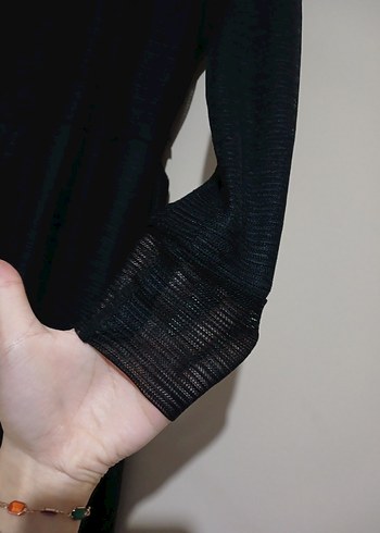 Siyah Uzun Kollu Gotik Keten Elbise - Görsel 3