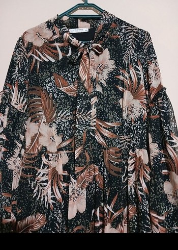 Bohem Tarzı Uzun Kol Pliseli Elbise - Görsel 3