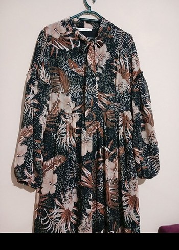 Bohem Tarzı Uzun Kol Pliseli Elbise - Görsel 2