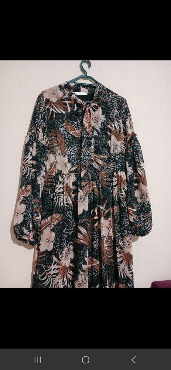 Bohem Tarzı Uzun Kol Pliseli Elbise - Görsel 2