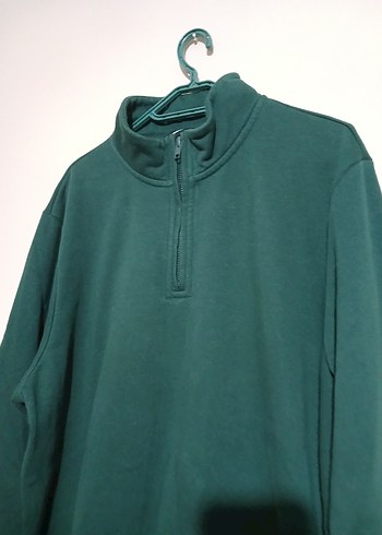 Yarım Fermuarlı Yeşil Erkek Sweatshirt - Görsel 2