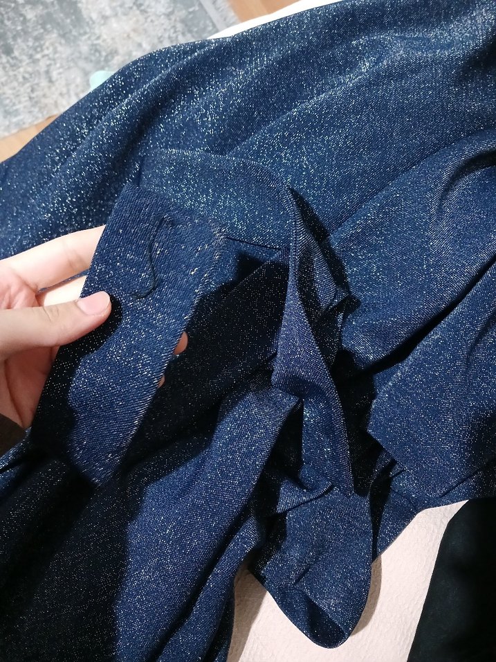 Parlak Lacivert Uzun Kollu Piliseli Abiye Elbise - Görsel 4