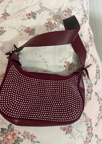 Bordo Deri Kadın Omuz Çantası - Görsel 4