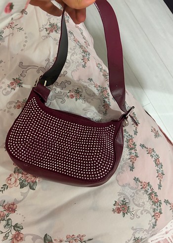 Bordo Deri Kadın Omuz Çantası - Görsel 3