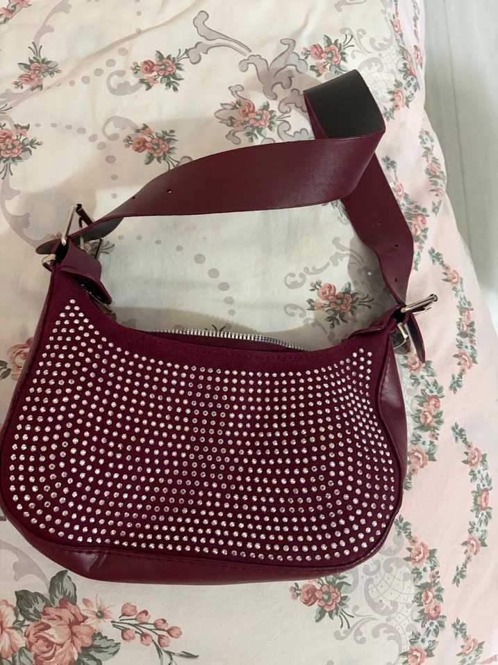 Bordo Deri Kadın Omuz Çantası - Görsel 4