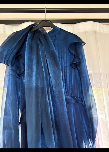 Birgül Bektaş Lacivert Mira Uzun Abiye - Görsel 5