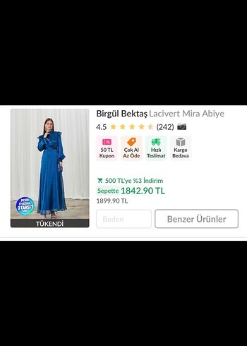 Birgül Bektaş Lacivert Mira Uzun Abiye - Görsel 3