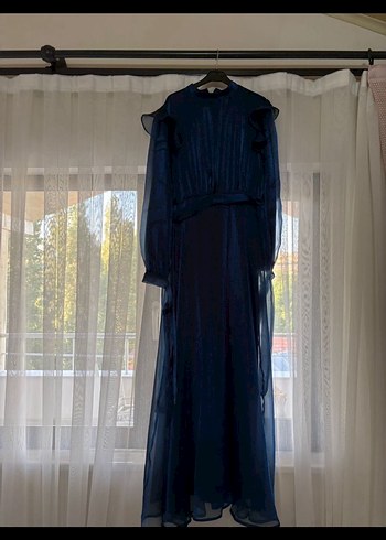 Birgül Bektaş Lacivert Mira Uzun Abiye - Görsel 4