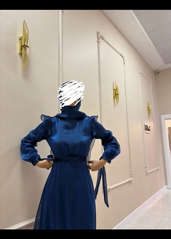 Birgül Bektaş Lacivert Mira Uzun Abiye - Görsel 2