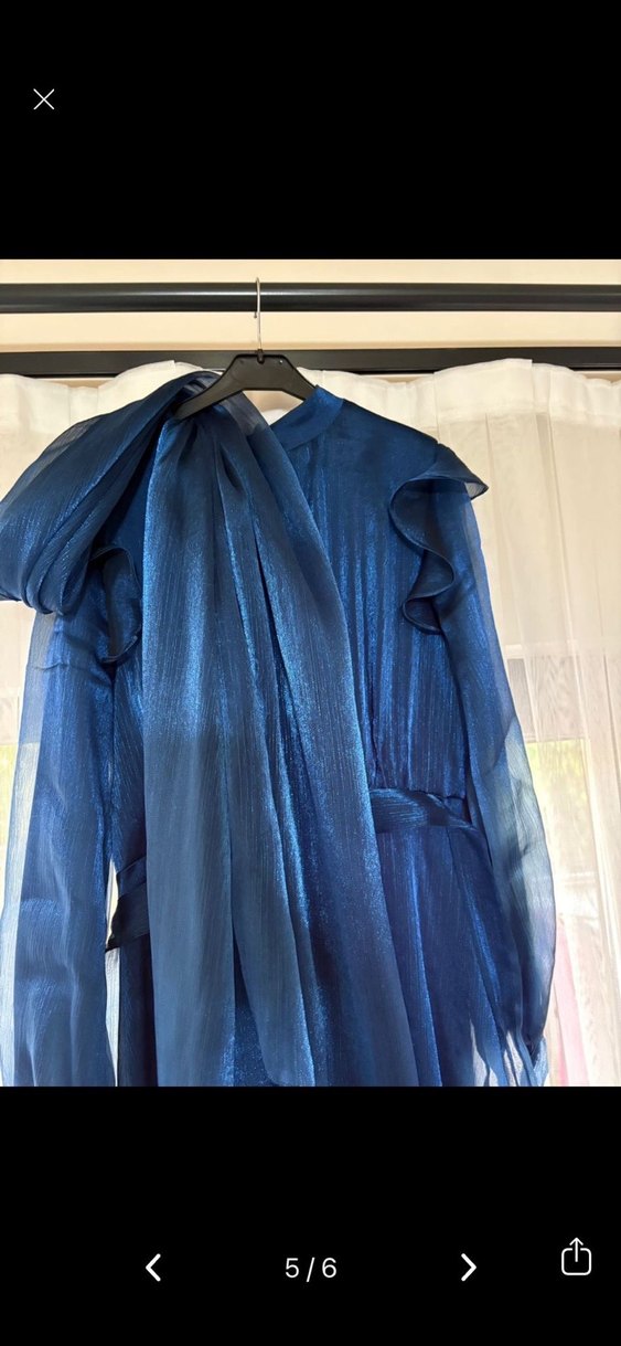 Birgül Bektaş Lacivert Mira Uzun Abiye - Görsel 5